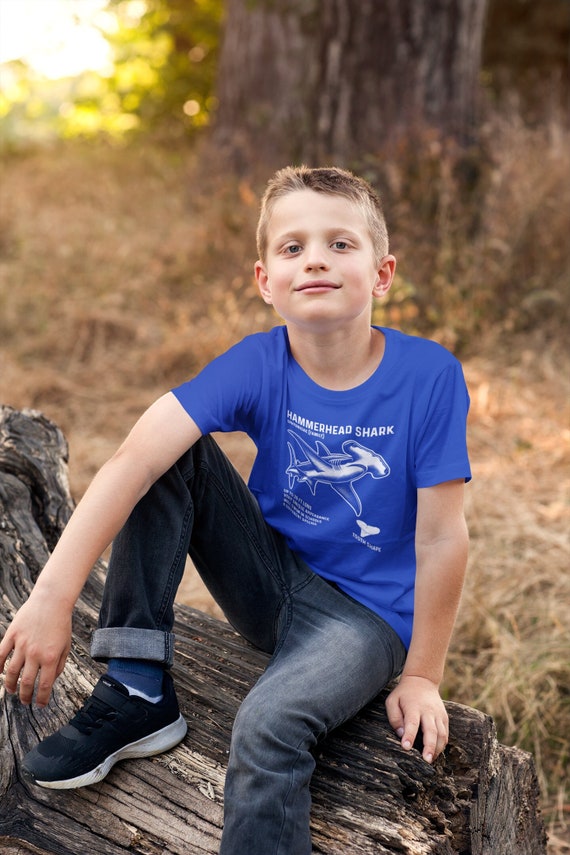 Kids Hammerhead Shark Shirt Facts T Shirt Ocean Fish Tshirts Sea Marine Biologist Gift Idea Boy's Girl's Youth Unisex Tee