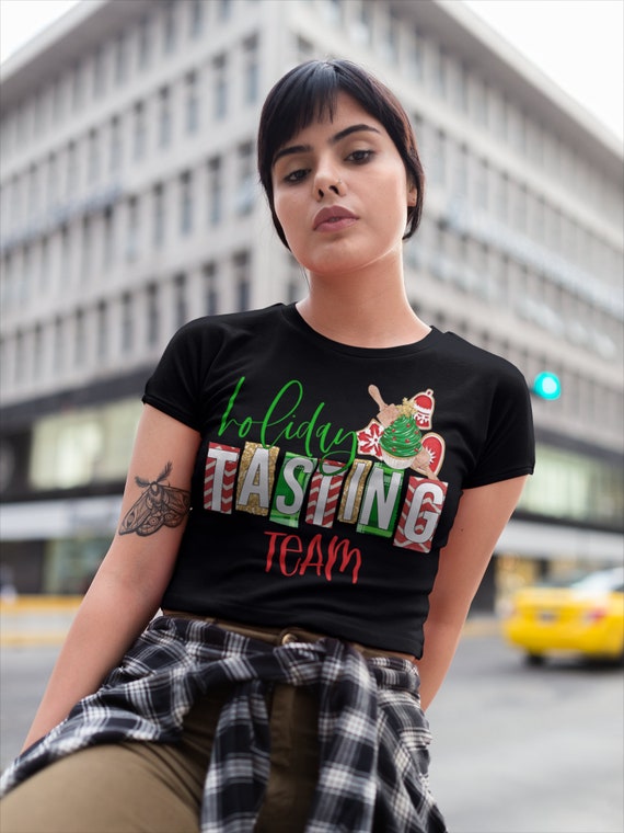 Women's Christmas T Shirt Holiday Tasting Team Matching Xmas TShirts Cookies Thanksgiving Bakes Tee Baker Cute Graphic Tee Ladies