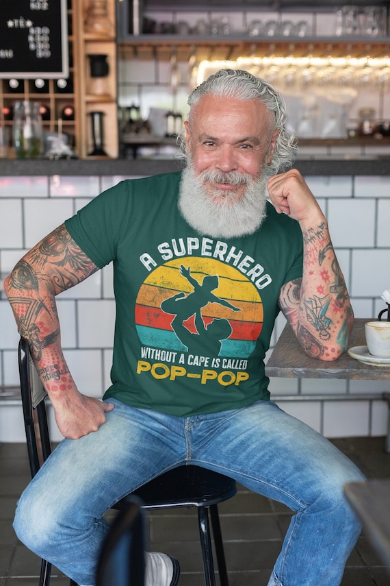 Men's Pop-Pop Shirt Hero Poppop T Shirt Superhero Super Name For Without Cape TShirt Father's Day Hero Gift Graphic Tee Man Unisex