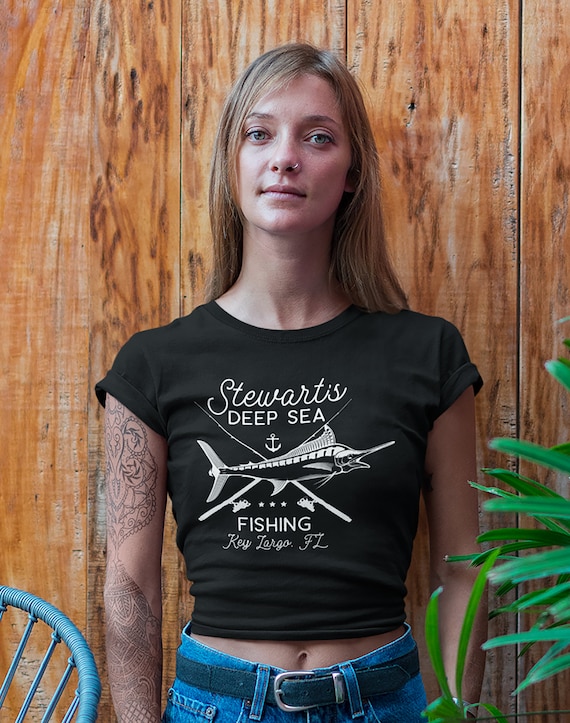 Women's Personalized Fishing T Shirt Deep Sea Fishing Shirts Custom T Shirt  Swordfish Fishing Shirt Vintage Tee 