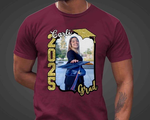 Men's Personalized Senior Mom Shirt Graduate TShirt Gift Idea Custom Graduation Photo T Shirt Senior Class Picture Grad Unisex Tee Women's
