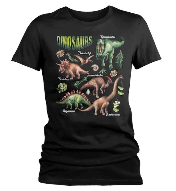 Camiseta de dinosaurio para mujer Camisas de dinosaurios de acuarela Tipos de camisa de dinosaurios Camiseta ilustrada TRex Ladies V Cuello Idea de regalo Etsy Espana