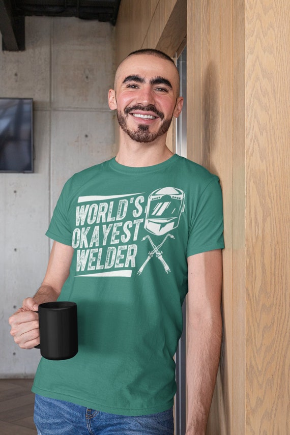 Men's Funny Welding T Shirt World's Okayest Welder Shirt Welding Metal Worker Shirts Hilarious Gift Idea Graphic Tee Man Unisex