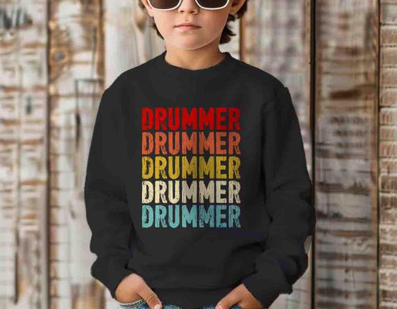 Kids Funny Drummer Sweatshirt Drums Crewneck Percussion Drummer Band Gift Idea Pullover Text Unisex Saying Bang For Boy's Girls Unisex