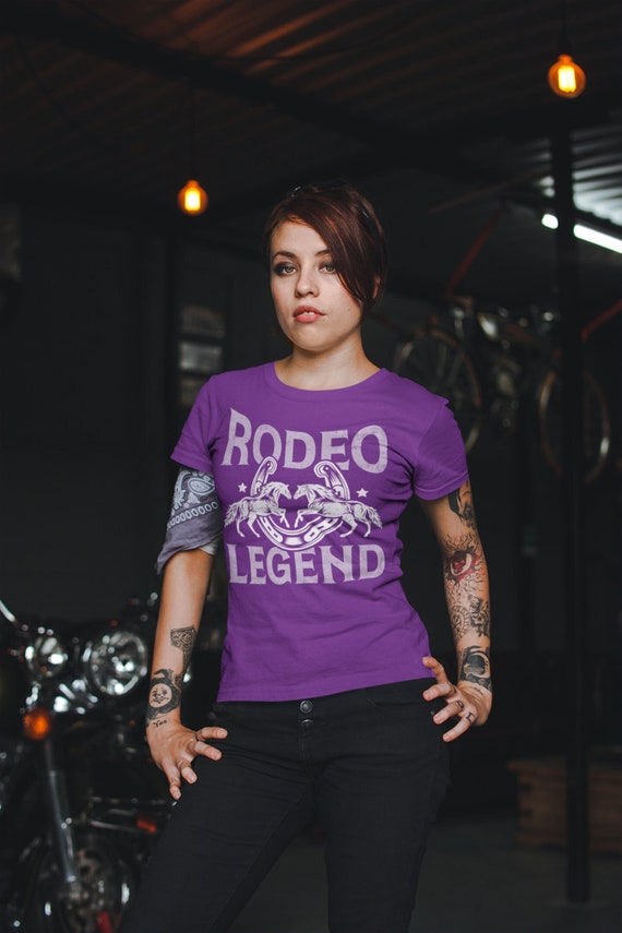 Women's Rodeo Shirt Legend Horse Horseshoe Lucky T Shirt Barrel Racing Gift Arena Riding Cowboy Graphic Tee Ladies For Her