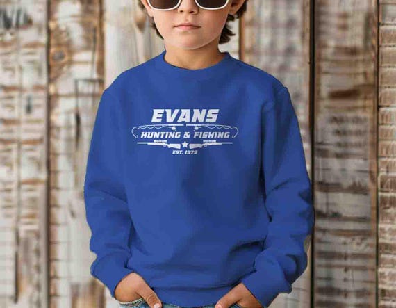 Kids Personalized Hunting Sweatshirt Fisherman Hunting Fishing Pullover Crewneck Game Men's Gift Idea Pole Rifle Hunter Unisex Hunt Custom