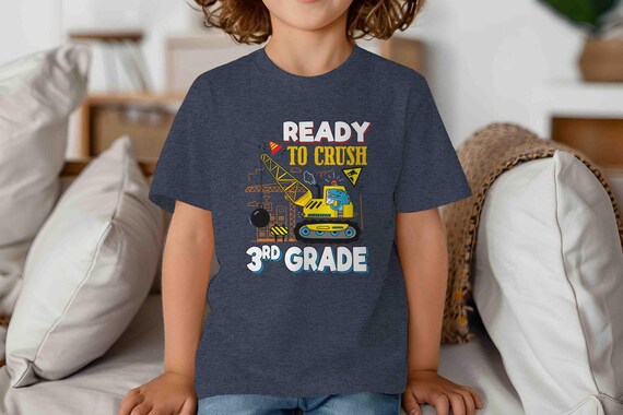 Kids Construction 3rd Grade Shirt Back To School TShirt Dino T-Shirt Cute Third Grade Cute T Shirt Dinosaur School Youth Unisex Tee Gift