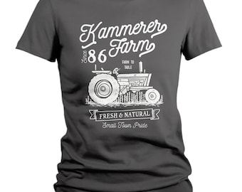 Women's Personalized Farm T-Shirt Vintage Tractor Farmer Shirt Custom Tee Shirts Customized TShirt