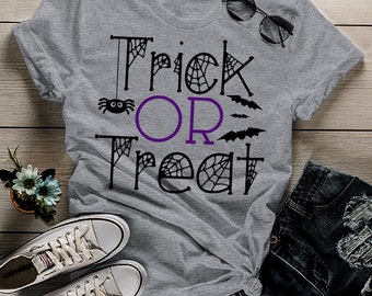 Women's Funny Halloween T Shirt Trick Or Treat Graphic Tee Cool Matching Shirts