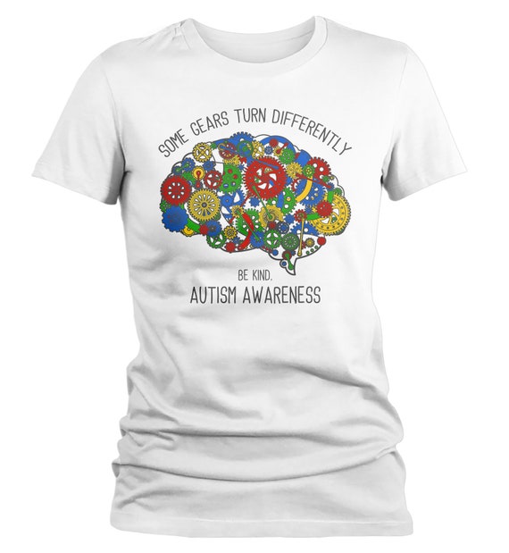 Women's Autism Shirt Autism Brain Shirts Some Gears Turn Differently Graphic Tee Autism Awareness TShirt