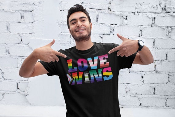 Men's Love Wins Shirt LGBTQ Support Ally Shirt Flag Rainbow Shirts Equality LGBT TShirts Gay Trans Support Tee Man Unisex