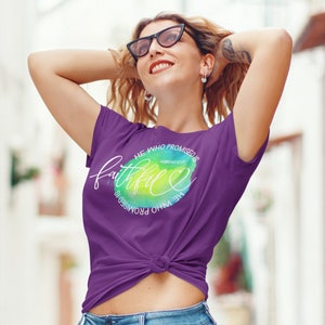 Women&#39;s Religious T Shirt Hebrews 10:23 Shirt He Who Promised Is Faithful Christian Bible Jesus Easter Saying Tee V-Neck Ladies
