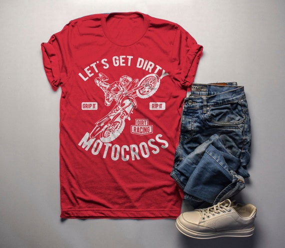 Men's Funny Motocross T-Shirt Let's Get Dirty Dirt Bike Shirt