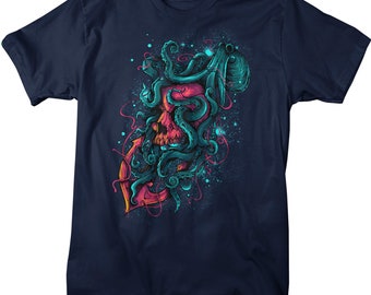 Men's Octopus T Shirt Hand Drawn Vintage Hipster Shirts | Etsy