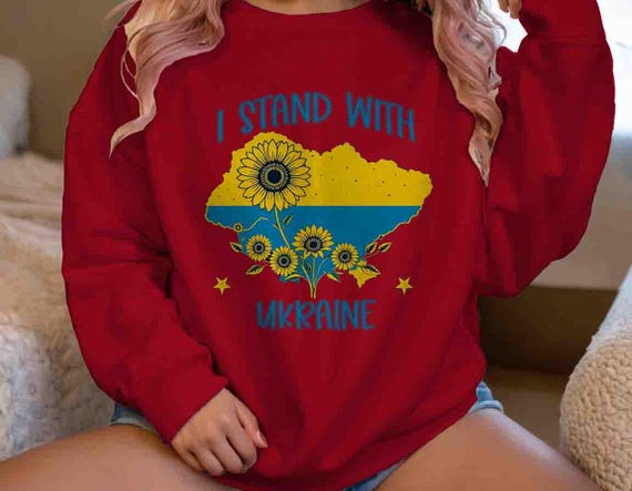 Men's Proudly Stand Ukraine Sweatshirt Stop Oppression Crewneck Save Ukrainian Flag Flower Anti Maga Gift Idea Unisex Tee Men Grunge FDT