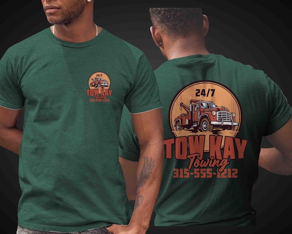 Men's Custom Towing Shirt Personalized Trucking Tow Company Vintage Tee Tow Truck Logo Transportation Shirt T-Shirt Name Business Unisex