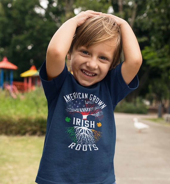 Kids Irish Pride T Shirt American Grown Irish Roots Shirt Proud Shirt Tree TShirt Irish Flag American Flag Shirt