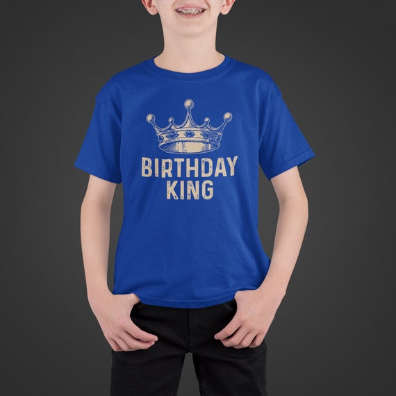 Men's Birthday King Shirt Any Age 10 13 12 5 8 year Old Gift Idea Vintage Crown Illustration Royal Sketch Unisex Tshirt For Youth Tee