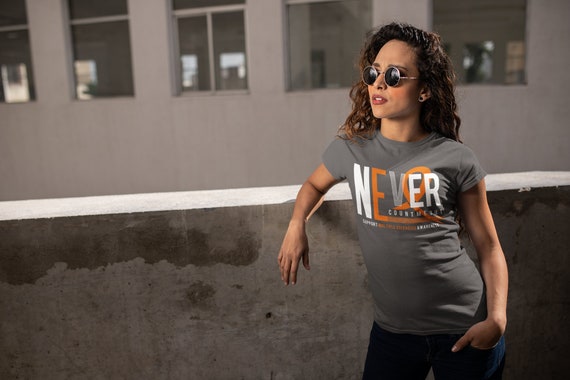 Women's Multiple Sclerosis T-shirt Never Count Me Out Multiple Sclerosis Shirts Orange Ribbon TShirt MS Shirts Typography