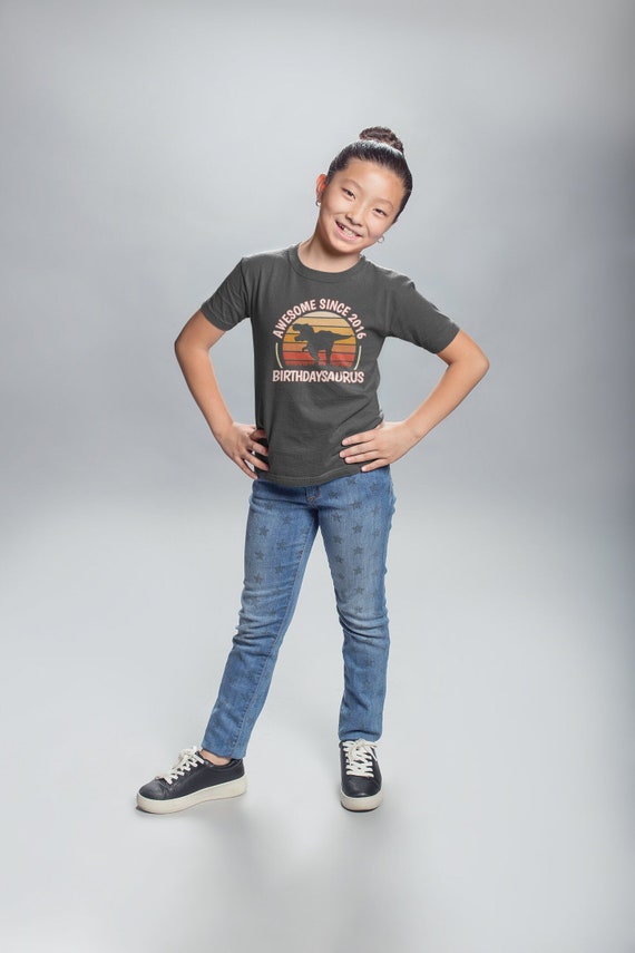 Kids 8th Birthday T Shirt Dinosaur T-Rex 8 Year Old T-Shirt Gift Idea For Kid Dino Theme Gift T Rex Unisex Boy's Girl's Youth Tee