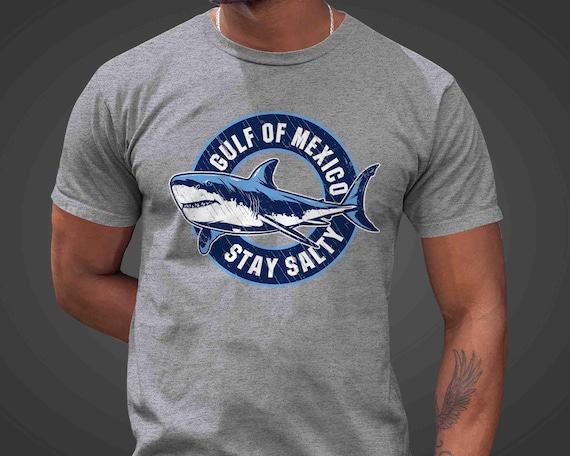 Men's Funny Gulf Of Mexico Shirt Forever Shirt Stay Salty T-Shirt Gift Idea Anti Maga Great White Shark Gulf of Unisex Graphic Tee Grunge