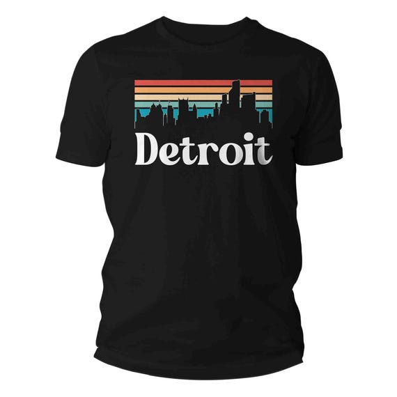 Men's Detroit Shirt Michigan Shirt Skyline City Auto T Shirt Gift Travel Tour Gift Tourist Unisex Graphic Tee Sky State City Southern Soft