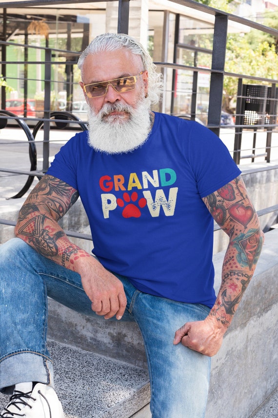 Men's Funny Grand Paw TShirt Pet Dog Cat Grandpa Shirts Father's Day Tee GrandPaw Print Doggie Unisex Man Gift Idea