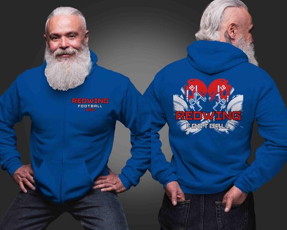 Men's Personalized Football Zip Up Hoodie Custom Football 2 Players Sweatshirt Hooded Zipper Dad Team Pride Custom Men's Fleece Gift Idea