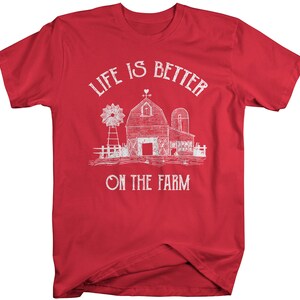 Men's Vintage Farm T-Shirt Life Better On Farming Shirt Barn Tee image 8