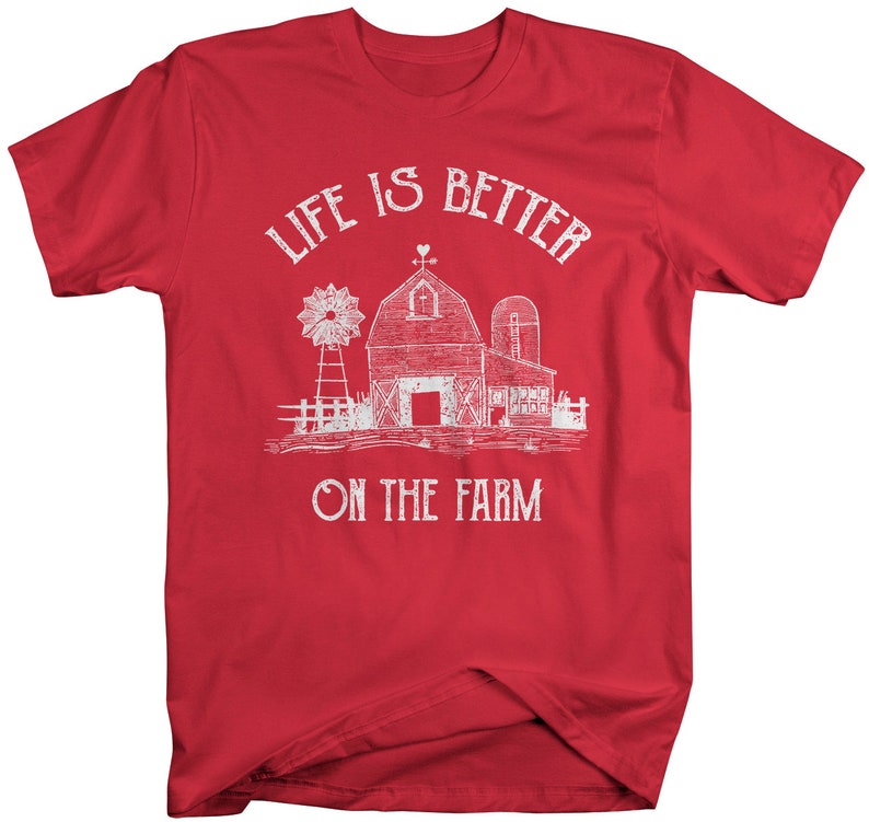 Men's Vintage Farm T-Shirt Life Better On Farming Shirt Barn Tee image 8