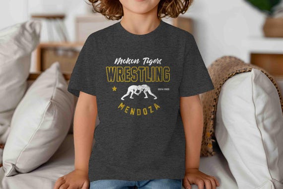 Kids Personalized Wrestling Shirts Custom Wrestler Boys Athletic Logo Team T-Shirt Personalized Team Vintage TShirt Youth Shirts Gift Idea