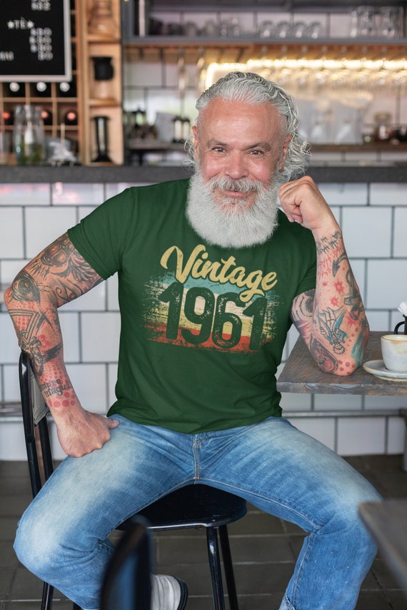 Men's Vintage 1961 Birthday T Shirt Birthday Shirt Years Gift Grunge Bday Gift Men's Unisex Soft Tee Bday