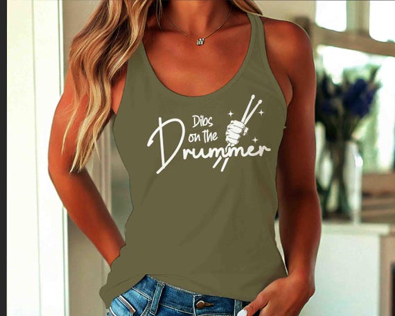 Women's Dibs On The Drummer Tank Top Racer Back Tanks Racerback Funny Band Drum Sticks Rock Tank Wife Gift Girlfriend Humor Ladies Woman