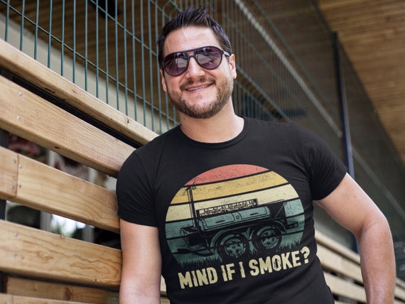 Men's Funny BBQ Shirt Mind If I Smoke T Shirt Smoker Meat Grill Barbeque Father's Day Gift Grunge Chef Cook For Him Tee Unisex Man