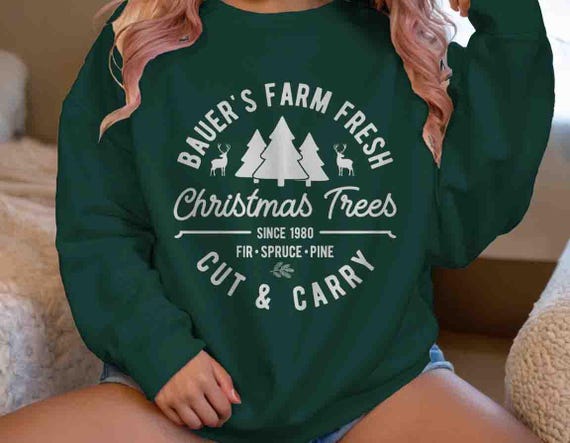 Personalized Christmas Tree Sweatshirt Custom Name Shirt Tree Farmer Gift Idea Matching Holiday Crewneck Farm For Men & Women Unisex