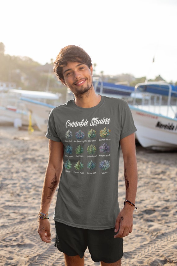 Men's Cannabis T Shirt Types Kinds Marijuana Weed Medical Buds TShirts Flower Strains Gift Idea Men Unisex Tee