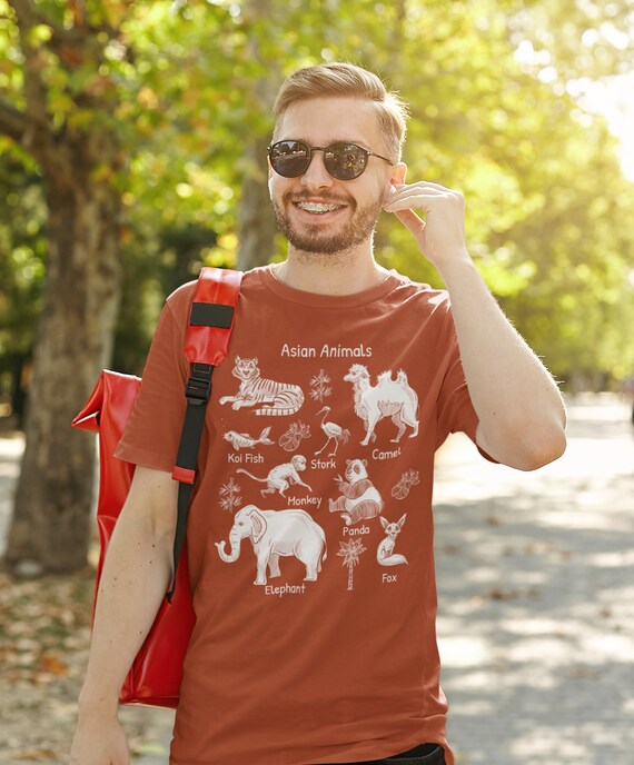 Men's Asian Animals Shirt Reference T Shirt Types Kinds TShirts Species Continent Learning Biologist Gift Idea Man Unisex