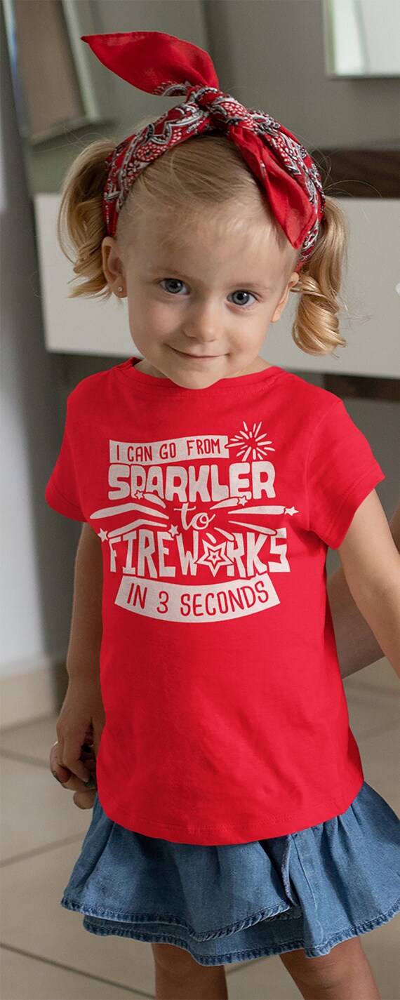 Kid's Funny Fireworks T Shirt Sparkler To Fireworks 3 Seconds Shirt 4th July Graphic Tee Toddler Tantrum Shirts