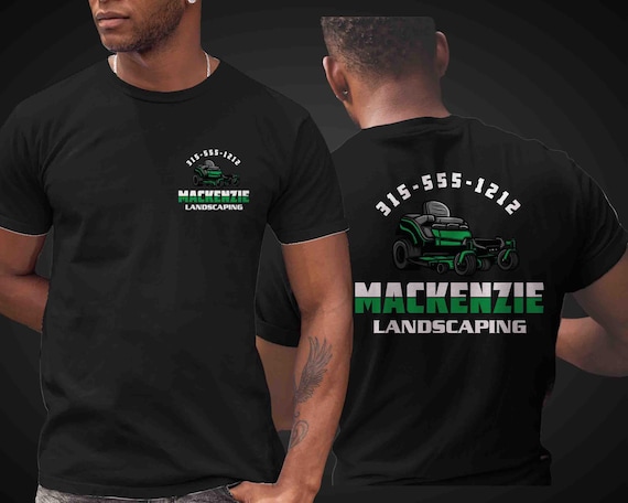 Men's Custom Lawncare TShirt Personalized Lawn Mowing Shirt Landscape Tee Landscaper TShirt T-Shirt Mows Lawns Company Name Business Shirts