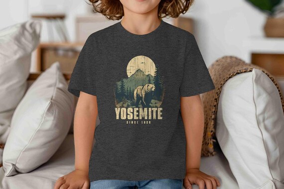 Kids Yosemite Shirt National Park Shirt Bear Vacation Hiker T Shirt Gift Idea Him Travel Tour Tourist Unisex Graphic Tee Grunge 1890