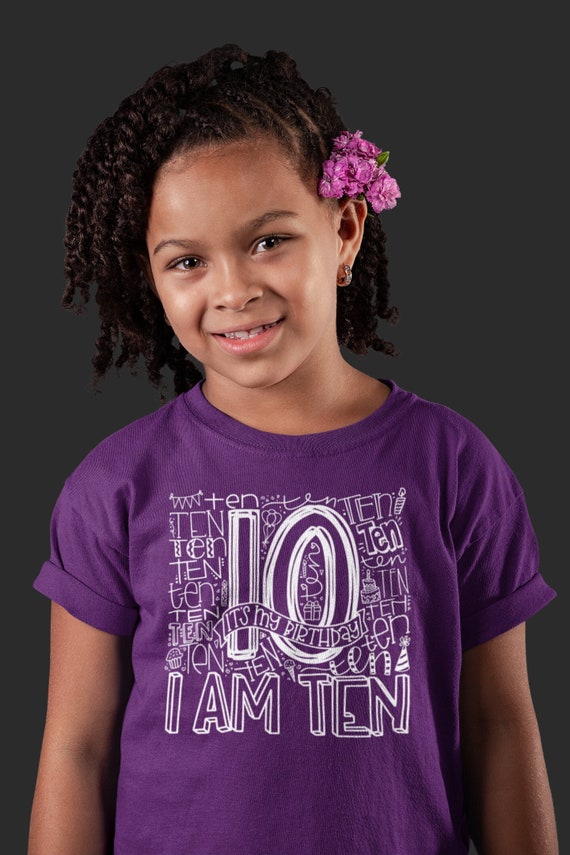 Kids 10th Birthday Shirt Typography Ten 10 Birthday T-Shirt Gift Idea For Kid Double Digits Birthday Tee Youth Unisex Tee Child Gift Idea