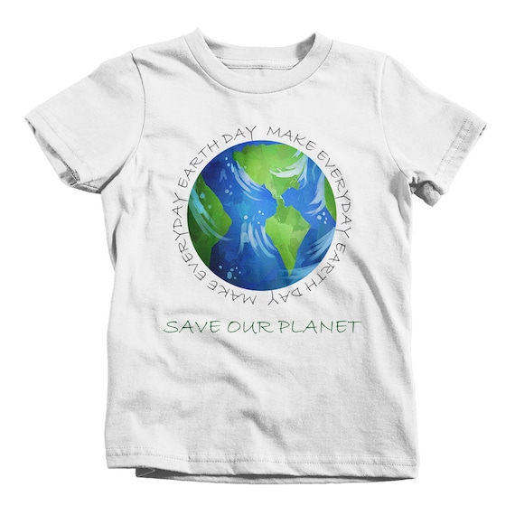 Kids Boy's Earth Day T-Shirt Globe Planet Shirt Everyday Save Our Planet Tee Shirt Boy's Girl's Toddler Tee Baby Infant