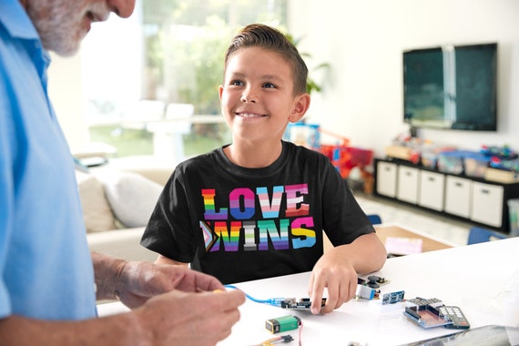 Kids Love Wins Shirt LGBTQ Support Ally Shirt Flag Rainbow Shirts Equality LGBT TShirts Gay Trans Support Tee Unisex Boy's Girl's