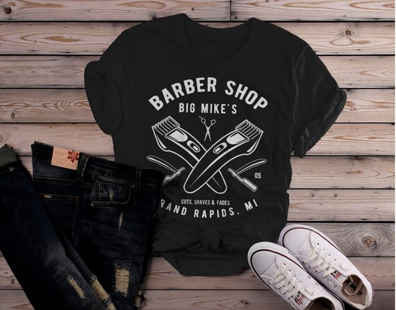 Personalized Women's Barber Clippers T-Shirt Barbers Shirts Vintage Custom Shirt Tee