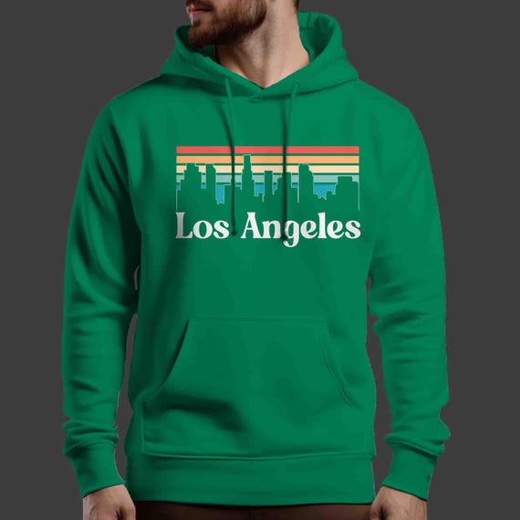 Men's Los Angeles Hoodie Sweatshirt Shirt Skyline City California Pullover Gift Travel Tour Tourist Graphic Tee Sky State City West Coast