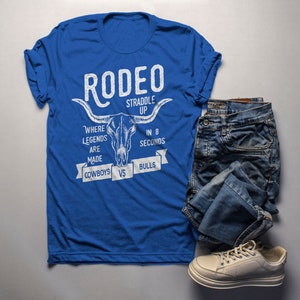 Men's Rodeo T Shirt Cowboys Vs. Bulls Shirt Vintage Cow Skull Graphic Tee Straddle Up image 7