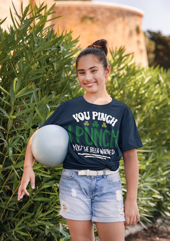 Kids Funny Pinch Shirt St. Patrick's Day T Shirt You Pinch I Punch Tshirt Graphic Tee Streetwear Humor Unisex Youth Boy's Girl's