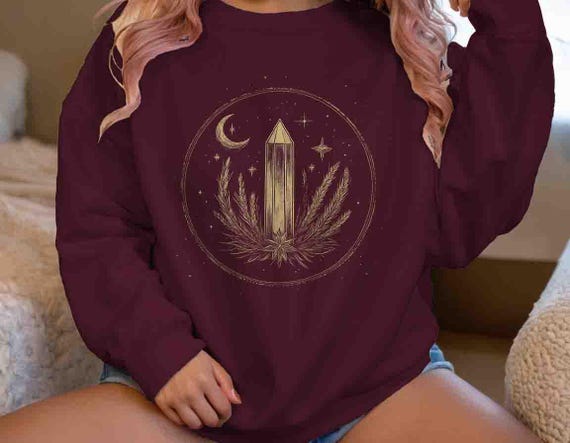 Women's Crystal Energy Sweatshirt Reiki Healer Healing Crewneck Positive Fueled By Rock Crystal Gift Unisex Witch Wicca Wiccan Pullover Heal