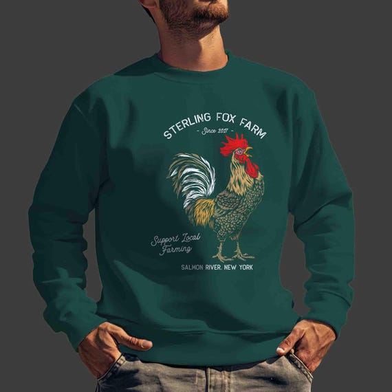 Men's Personalized Farm Sweatshirt Vintage Rooster Pullover Farmer Gift Idea Custom Chicken Homestead Crewneck Customized TShirt Unisex Man