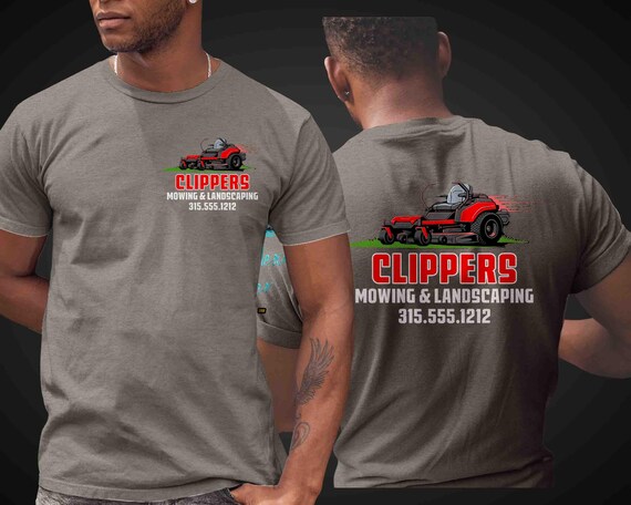 Men's Custom Lawncare TShirt Personalized Lawn Mowing Shirt Landscape Tee Landscaper TShirt T-Shirt Mows Lawns Company Name Business Shirts
